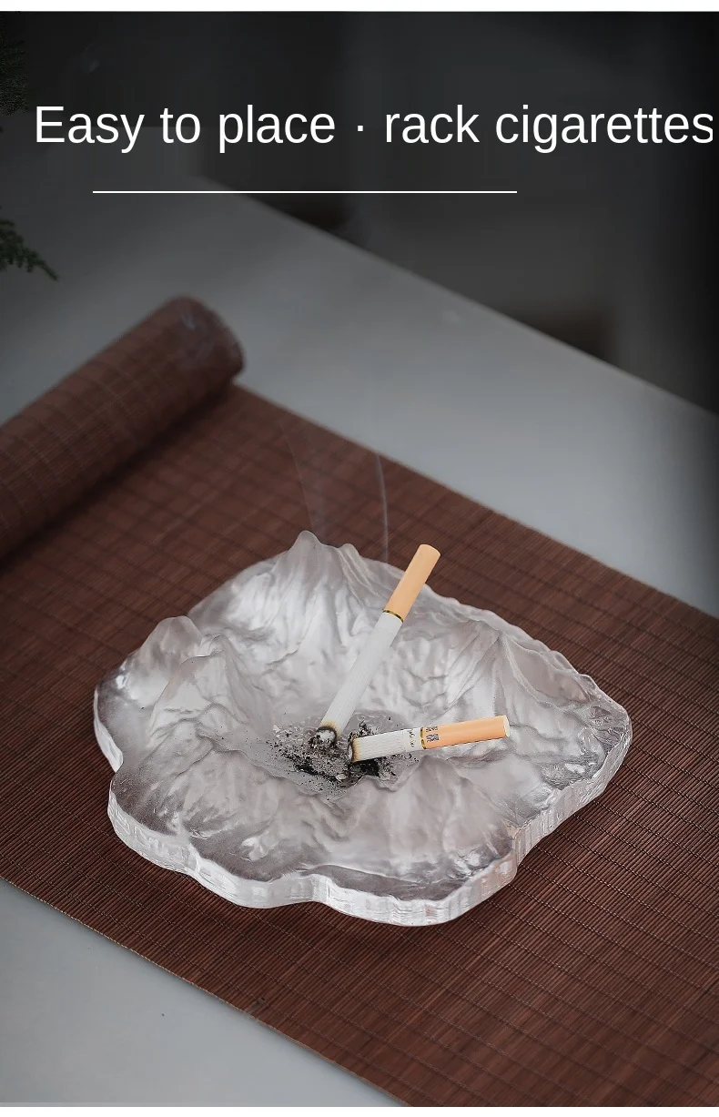 

zq High-End Glass Ashtray Home Living Room Creative Personality Glass Iceberg Ashtray