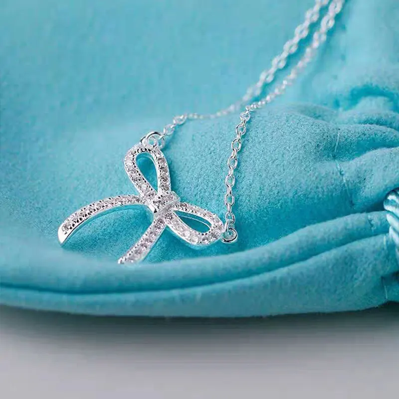 

Высшее качество, логотип 1:1, знаковая модель, суперблестящее ожерелье с бантом 925, роскошное женское ювелирное изделие, модный бренд, подарок...