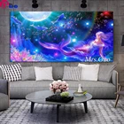 Полноразмерная Алмазная картина с изображением русалки, Луны, Дельфина, алмазная вышивка 5D стразы, Алмазная мозаика большого размера с инкрустацией