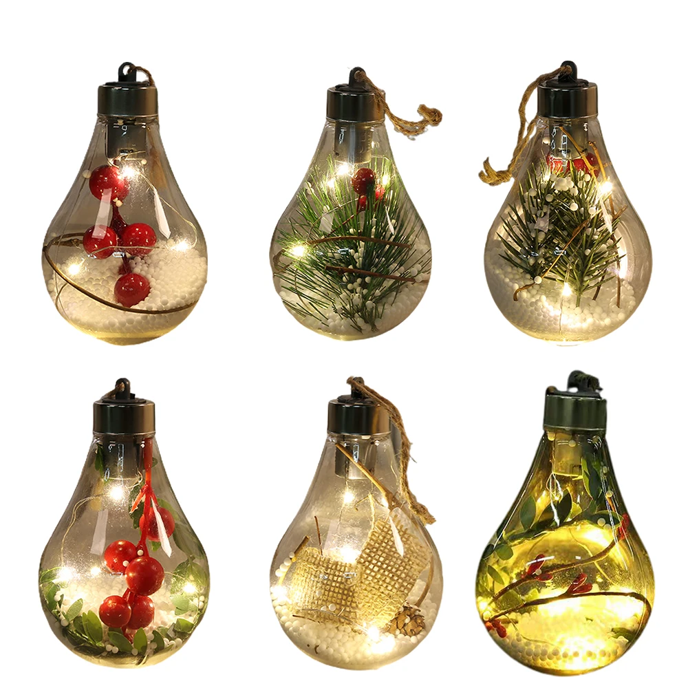 

Christmas Transparent LED Luminous Night Light Ball Transparent Drop Pendant Xmas Tree Fairy Lights Home New Year Decorations