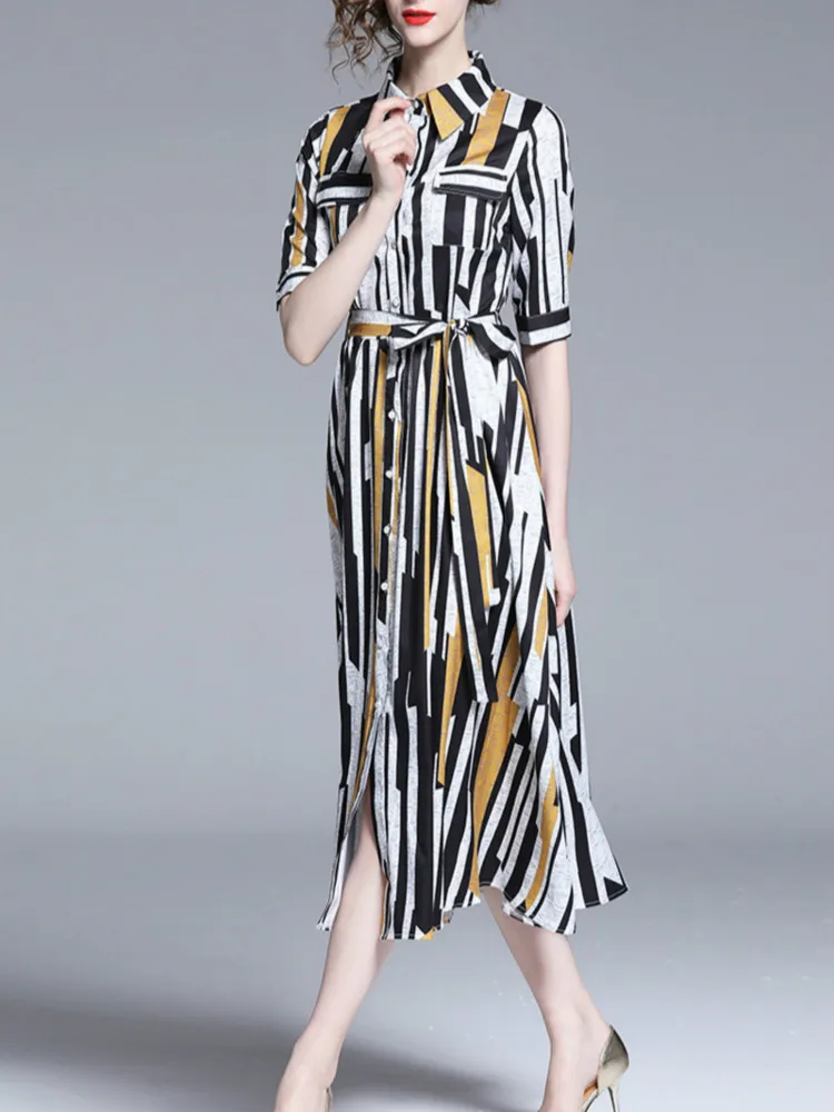 

NIJIUDING Summer Fashion Wild High Waist Slim Slimming Lace Dress Square Collar Striped Long Skirt Retro Dress Bandage Dress