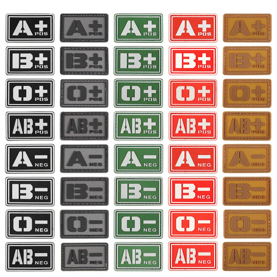 Нашивка для кровяного типа A + B AB O плюс POS NEG отрицательный нашивка из ПВХ