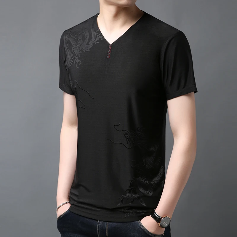 

2022 New summer tops tees Men V-Neck Short Sleeve T Shirt fashion Men's cotton Half sleeve T Shirts zde3085