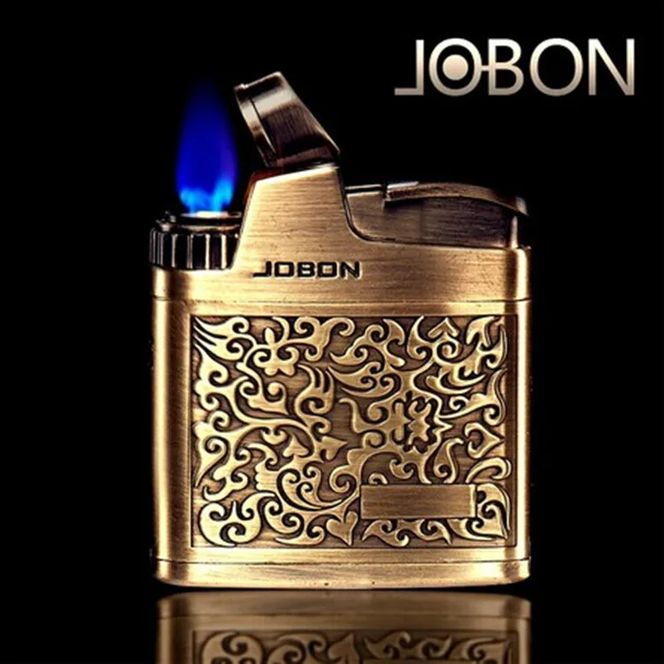 Старая модная надувная Бутановая Зажигалка из нержавеющей стали резьба