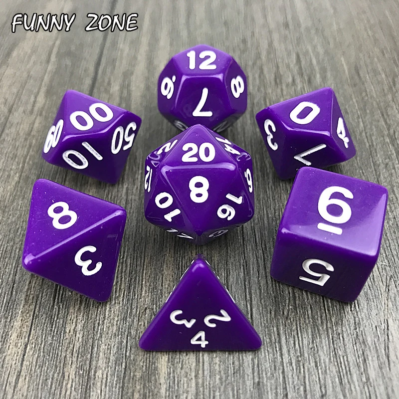 7 шт./компл. непрозрачная Двусторонняя игральная кость многогранная D4 D6 D8 D10 % D12 D20