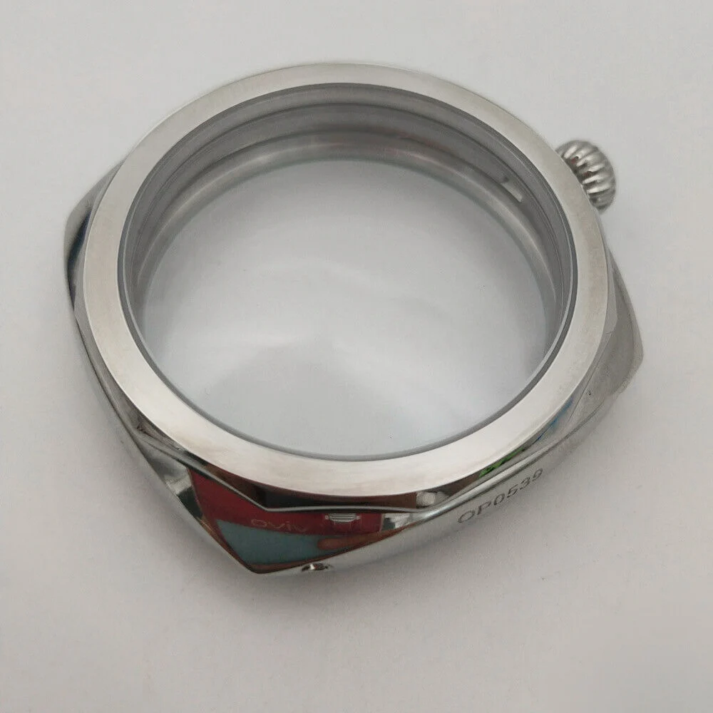 Серебристый полированный чехол для часов 47 мм из нержавеющей стали ETA 6497/6498