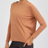 nepoagym heart long sleeve workout tops women silky loose fit yoga top brushed material sports shirt ladies workout tops