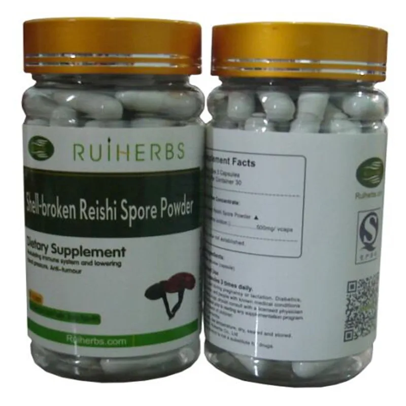 2 бутылки Reishi Shell-сломанный Spore 20:1 крышки экстракта(1 бутылка = 90 шт