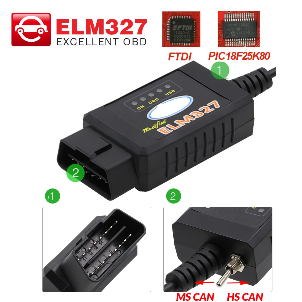 R Bluetooth V1.5 Wifi USB FTDI чип с переключателем считыватель кода ELM 327 для ford HS CAN и MS OBD2