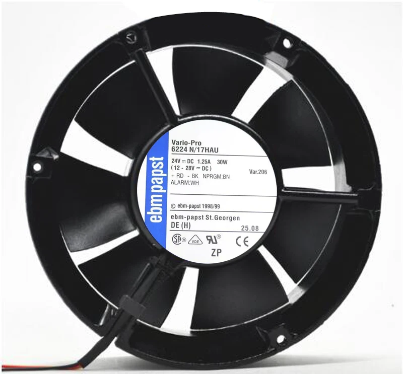 Для ebmpapst 6224 N/17HAU 6224N/17HAU DC 24V 1.25A 30 Вт 4 с трапециевидным силуэтом и 172x172x51 мм Сервер Круглый Вентилятор охлаждения