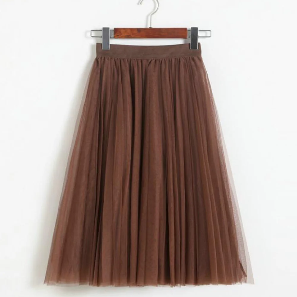 

2021 Spring Summer Women Tulle Skirts Preppy Style Elastic Waist Ladies Casual Lolita Tutu Pleated A Line Skirts Jupe Faldas