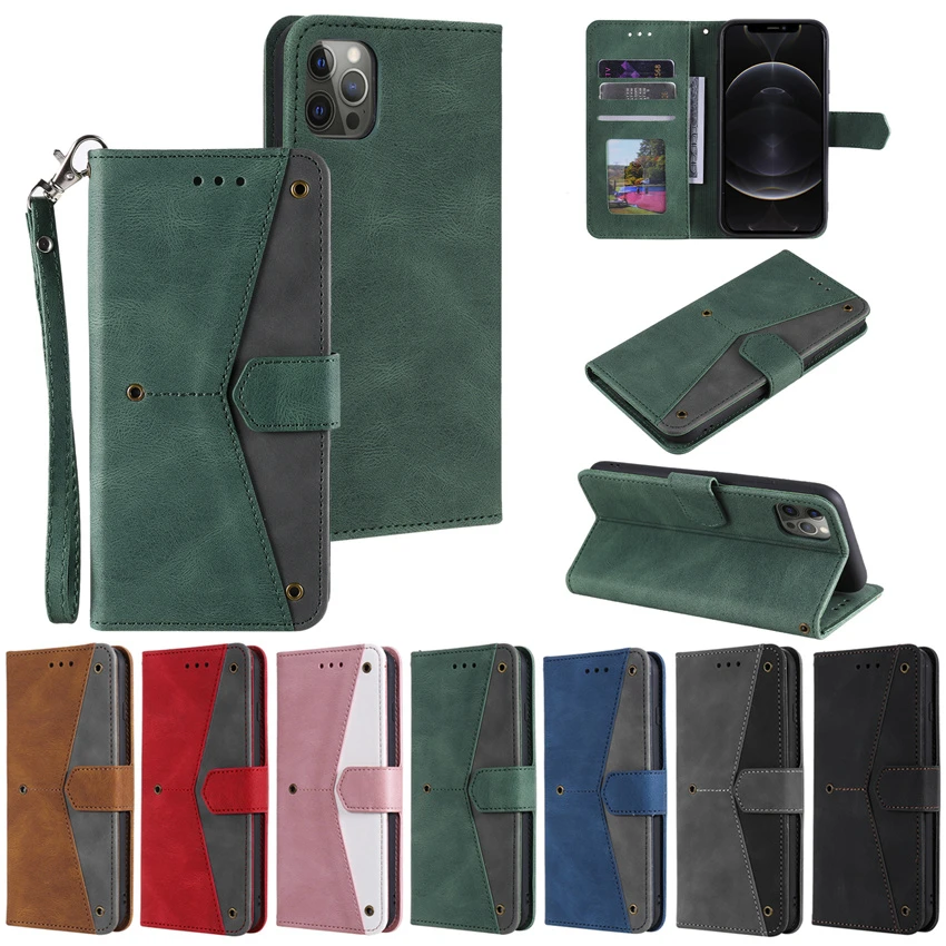 luxury splicing magnetic wallet case for iphone 12 mini 11 pro xs max xr 6 6s 7 8 plus se 2020 holder leather flip stand cover free global shipping