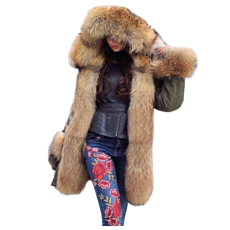 Lavelache New Winter Real Fur Coat 100% Natural Fur Jacket Female Fox Fur Coat High Quality Fur Parka Waterproof Free Shipping