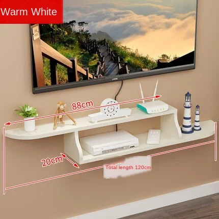 

Thickened plate set-top box shelf space-saving solid wood wall hanging organizer simple punch-free living room router rack