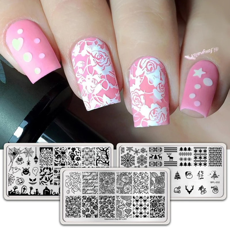 BORN PRETTY дизайн ногтей штамп штамповка шаблон цветок геометрии любовь DIY маникюр изображение пластины из нержавеющей стали дизайн ногтей трафарет