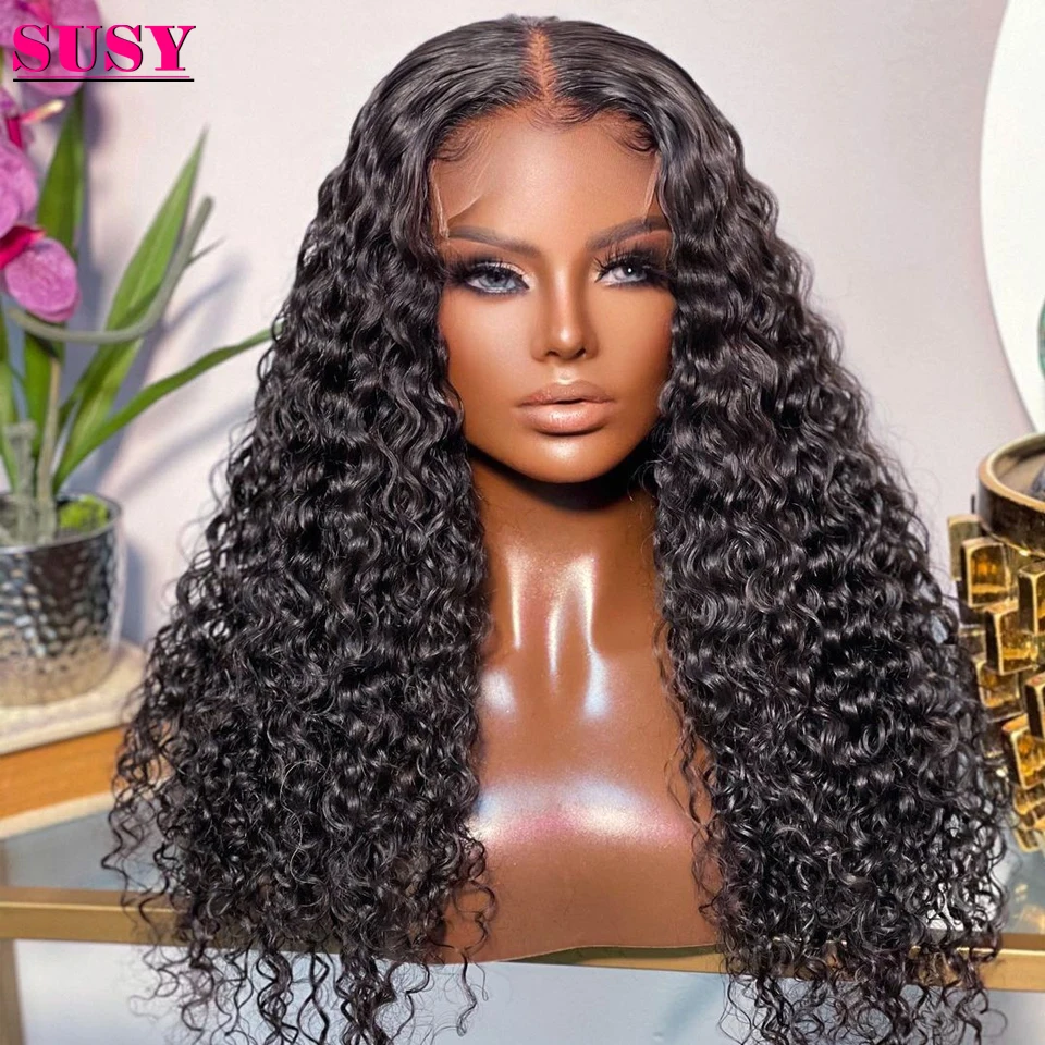 

Парик 30 дюймов на сетке спереди, курчавые вьющиеся парики, парик из натуральных волос на сетке T-Part, парик с глубокой волной, вьющиеся на сетк...