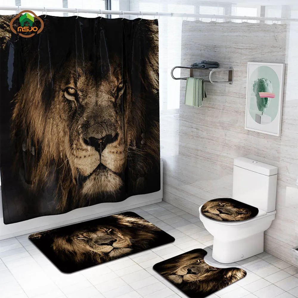 Набор штор для душа MSJO 3D Водонепроницаемый Коврик ванны с животными набор и