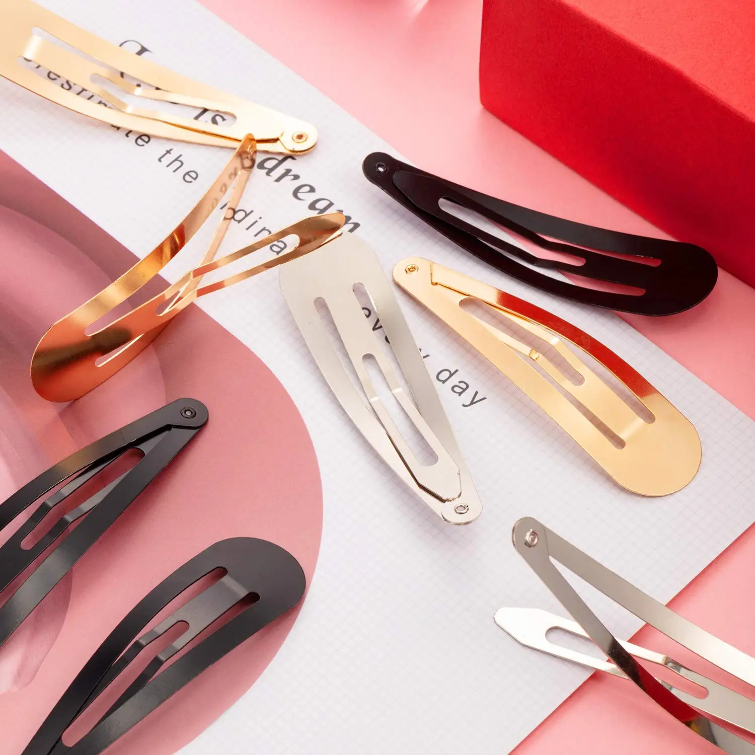 

10Pcs/Set Gold Silver Black Snap Hair Clips Durable Metal BB Clips for Girls Women Sweet Temperament Hair Styling Tools