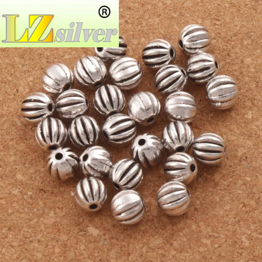 Fluted Corrugated Round Bead 7.5x7.73mm 120pcs Zinc Alloy Rondelle Spacer Beads for Jewelry Making L628