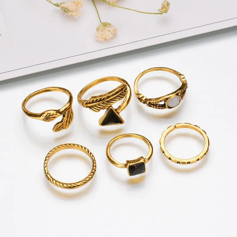 Набор из шести предметов в стиле ретро кольцо с черной стрелкой индивидуальное