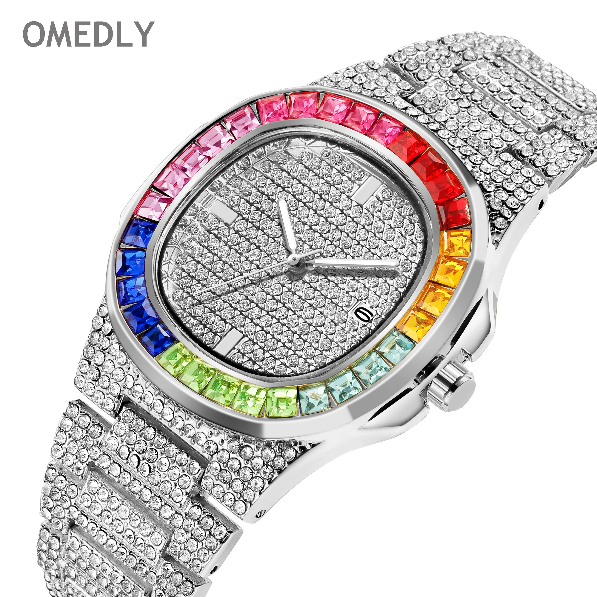 Мужские часы хип хоп Iced Out золотого цвета кварцевые роскошные круглые с