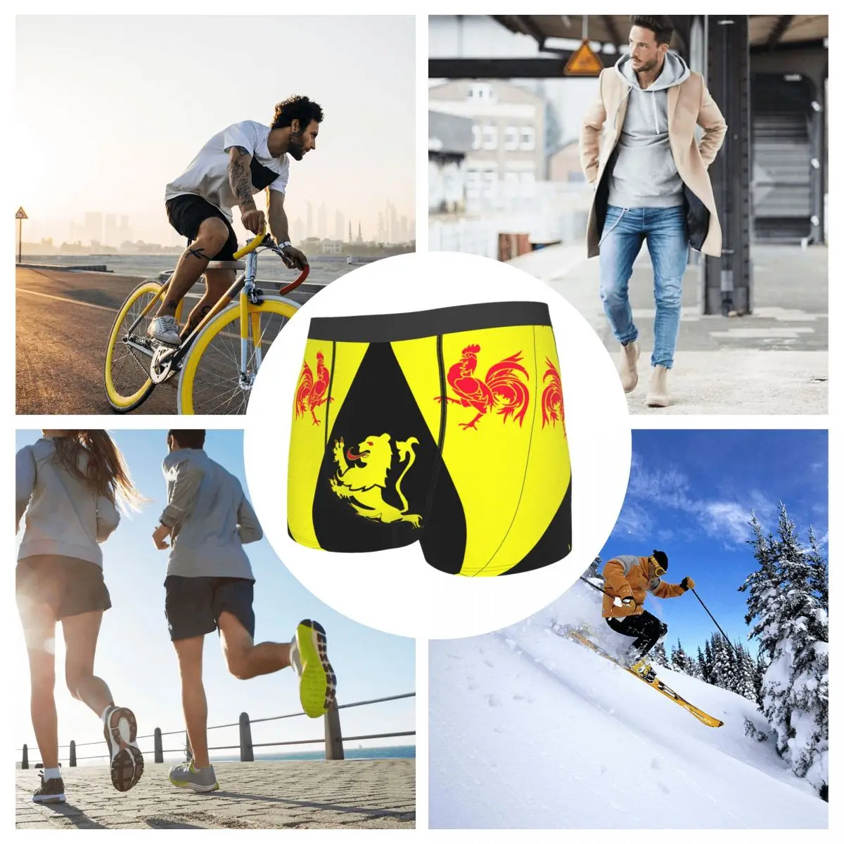 Флаги провинции BE бюбант Валон мужские боксеры трусы бельгийские забавные