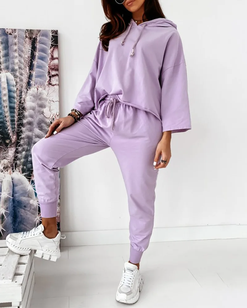 

Women's leisure fashion purple sweater set