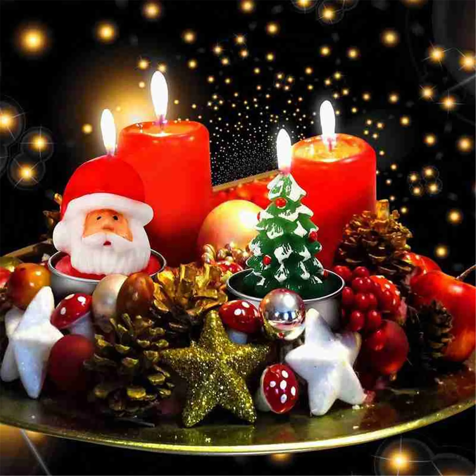 

3PC/Set Christmas Candles Snowman Xmas Tree Scented Paraffin Pine Cones Party Ornaments Santa 3D Home Decor 2022 Aroma Gifts
