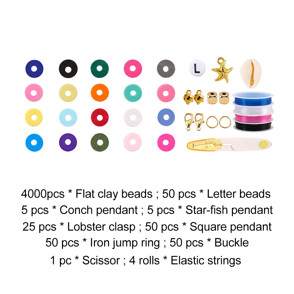 

6mm Necklace Bracelets DIY Jewelry Making Earring Clay Beads Kit Lobster Clasp Flat Round 20 Colors Polymer Spacer Charms