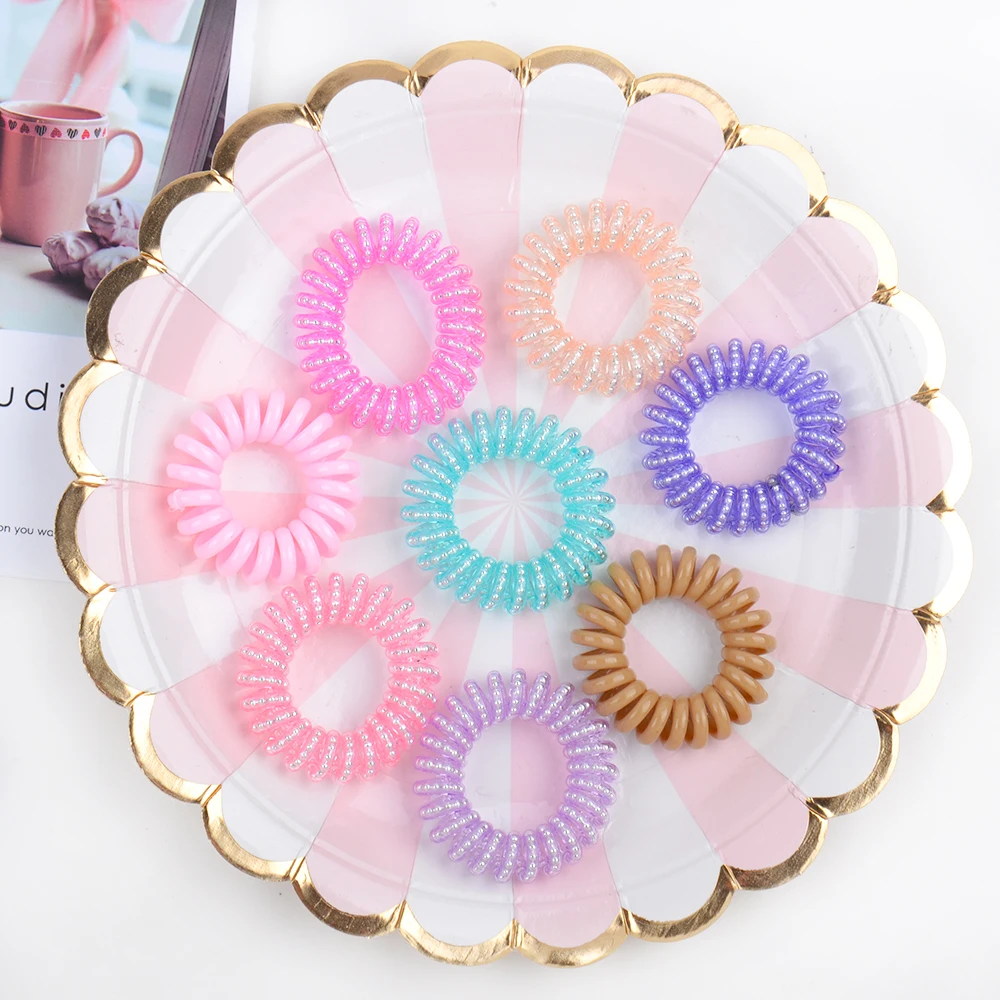 

10PCS Bright Shining Telephone Line Wire Elastic Hair Bands Tie Gum Headwear Ponytail Holder Rubber Bands Women Hair Accessories