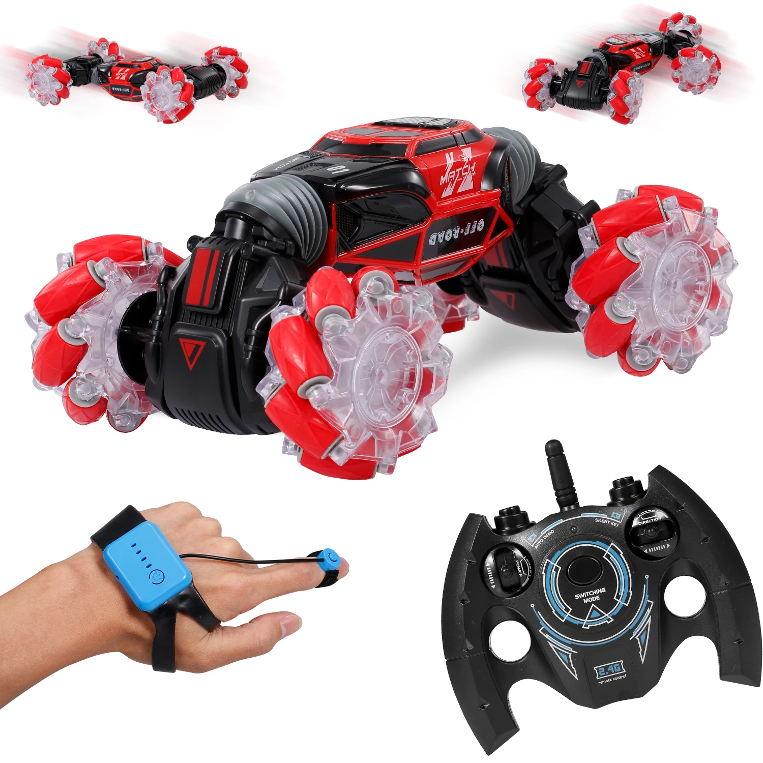 1:16 4WD RC Stunt Car Watch Control Deformable Gesture Induction with LED Light Electric Transform Drift Rock Crawler Roll Car