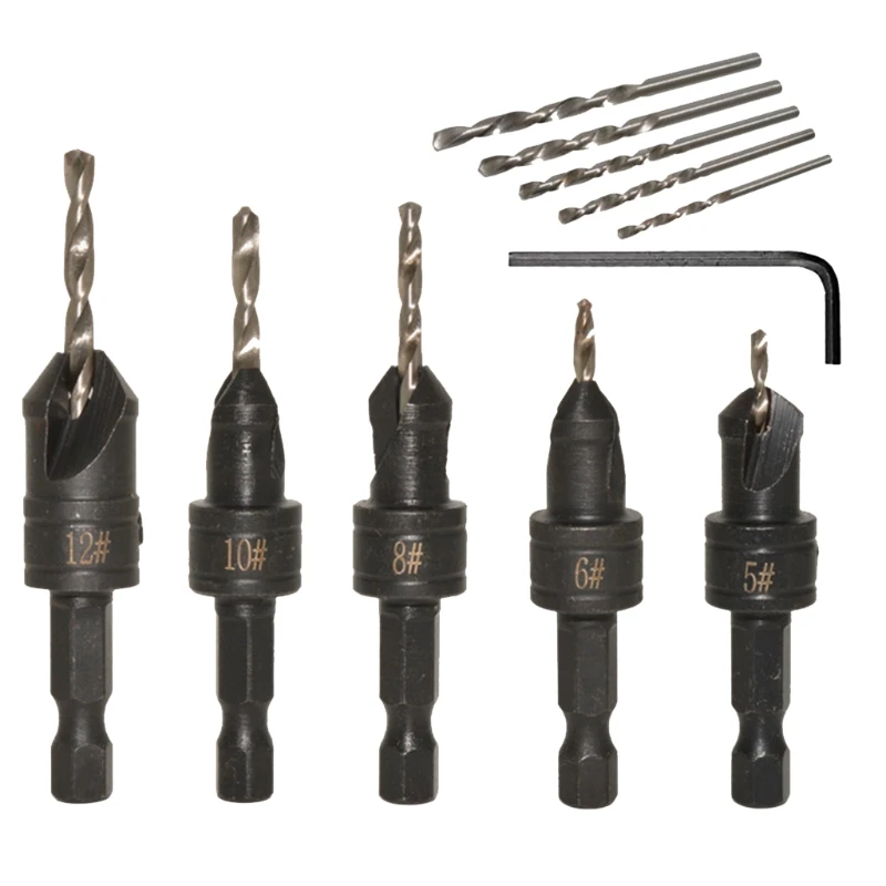 

Набор сверл с зенкером и круглым хвостовиком, столярные фаски, высокоскоростные стальные биты для древесины, металла