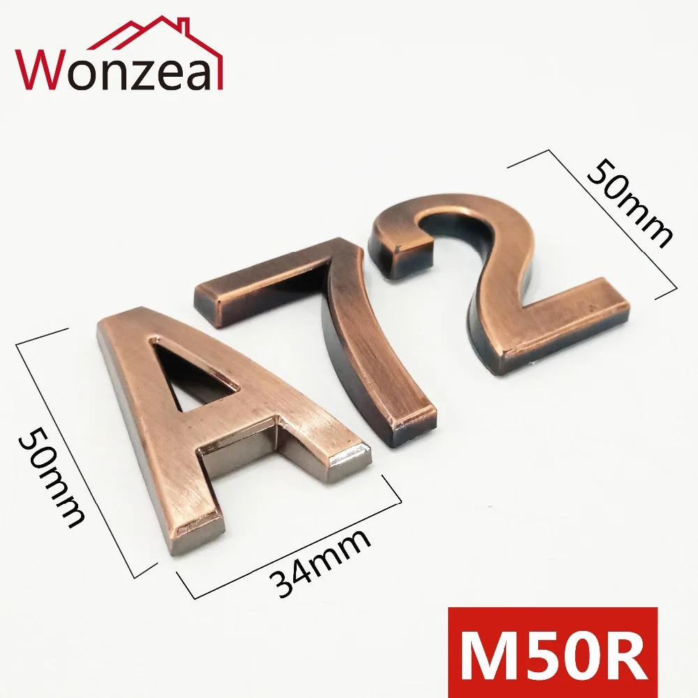 50 мм 0123456789A-Z Wonzeal современный бронзовый цвет табличка номер дома двери отеля адрес стикер с цифрами табличка знак ABS пластик