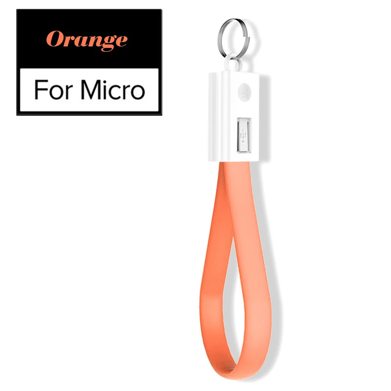 Orange for Micro Мини брелок USB кабель для huawei samsung Xiaomi Портативный 2A Micro usb type-C USB-C кабель аксессуары портативный зарядный кабель - Цвет: Orange for Micro