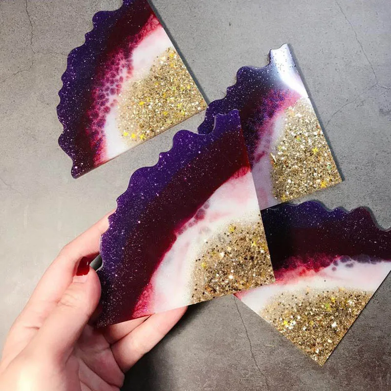 Силиконовая форма для эпоксидной смолы 4 агата декоративная пластина каменной