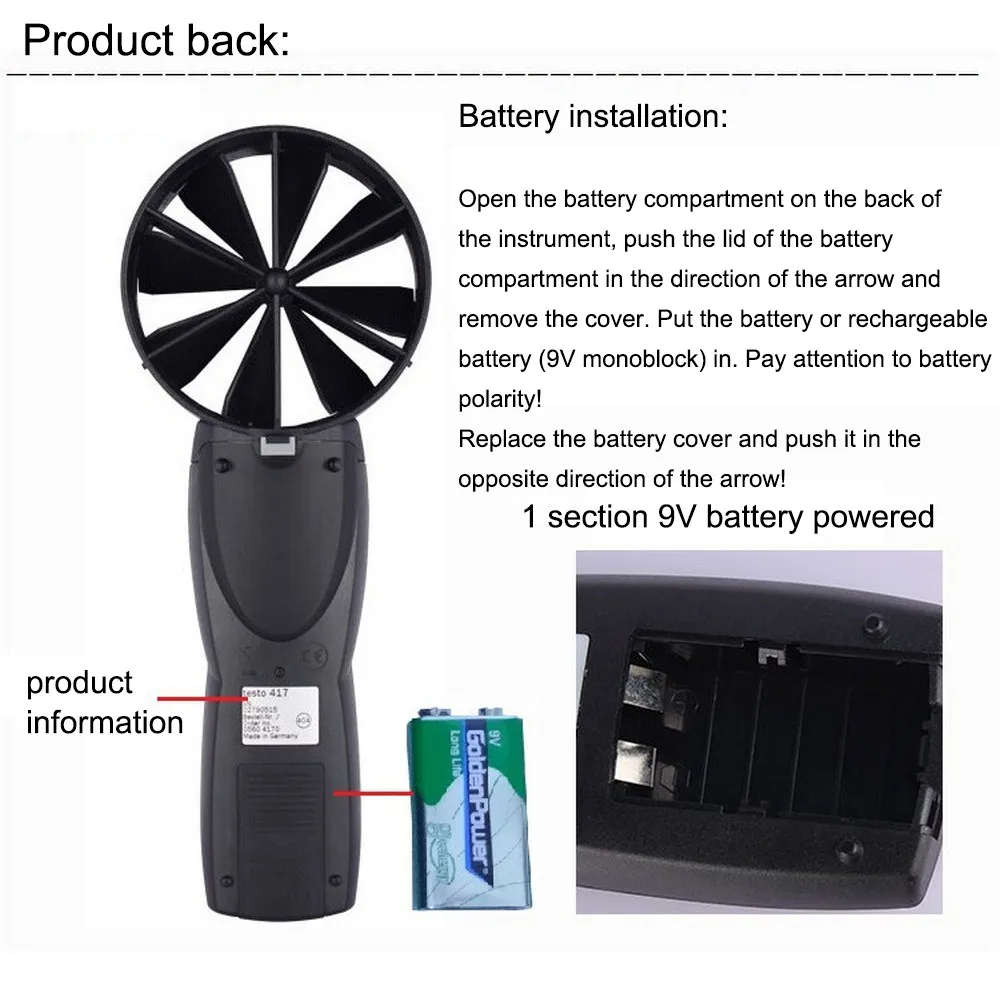 Testo 417 ветромер Лопасти С турбинной мешалкой зонд Объём воздуха крышка комплект