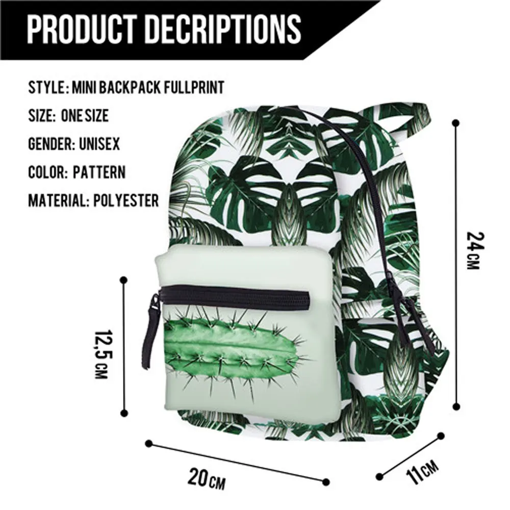 Women Backpacks Print Fashion Mini Backpack Fabric Leaves Backpacks For Teens Boys And Girl Schoolbag