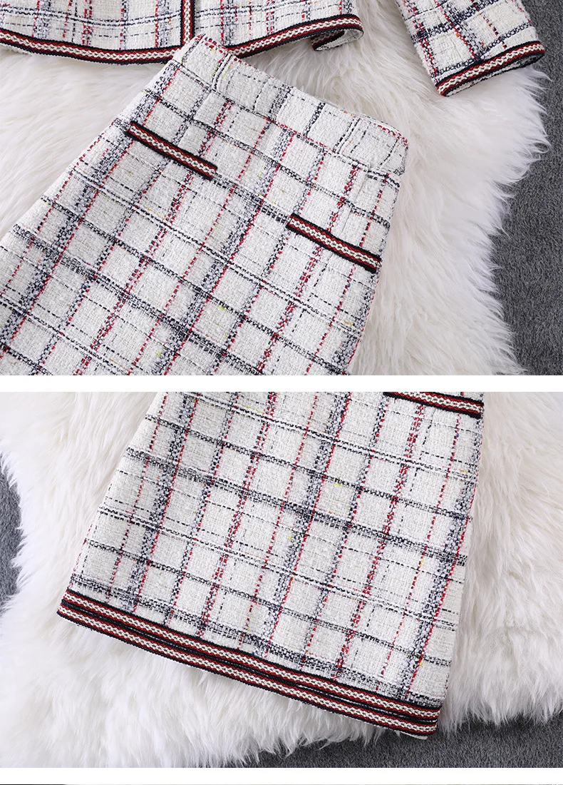 

2020 autumn women's new casual fashion all-match long-sleeved round neck single-breasted jacket short skirt suit solid color