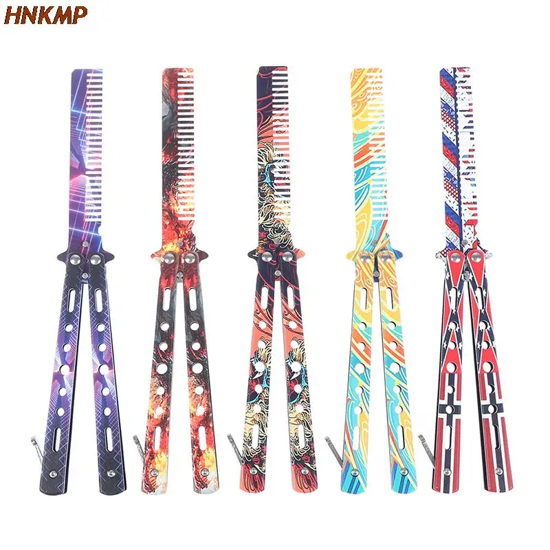 

Foldable Comb Stainless Steel Practice Training Butterfly Knife Comb Beard Moustache Brushe Salon Hairdressing Styling Tool