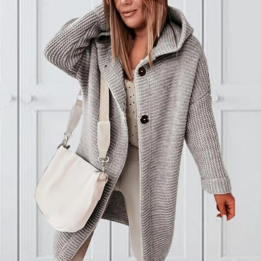 Свитер женский вязаный кардиган худи однотонный оверсайз с длинным рукавом на