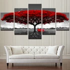 5 панелей красное дерево красная скамейка пейзаж Масляные картины настенное искусство HD Печатный постер холст Декор для дома гостиная украшение