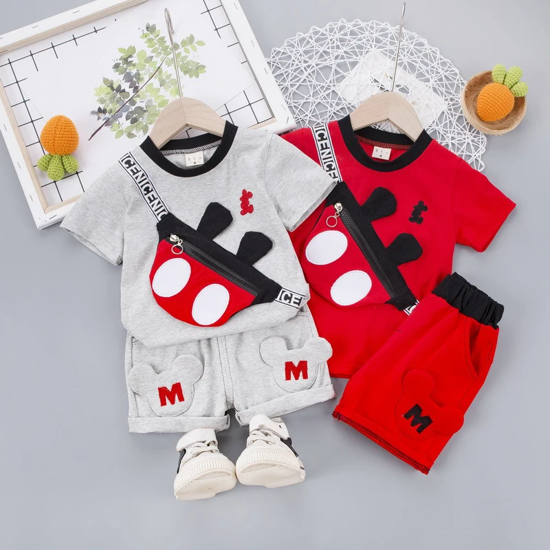 

Fashion New 2021 Baby Clothes Summer Children's Suit Cartoon Pattern Infant Short Sleeve T-Shirt + Pants 2pcs Kids Outfit