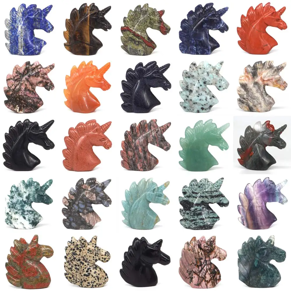 Статуэтка единорога Каменные Резные изделия натуральный драгоценный камень