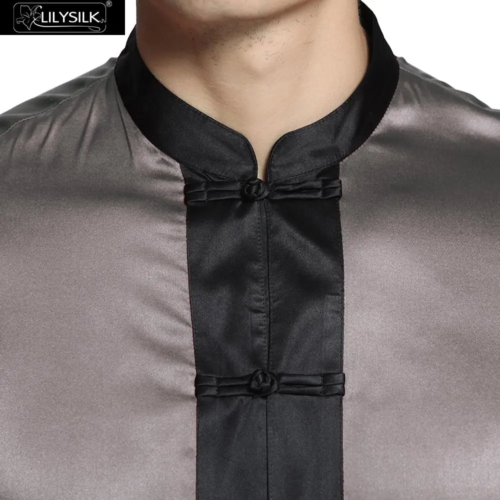 LilySilk набор шелковых пижам для мужчин ночная рубашка из чистого шелка с длинными