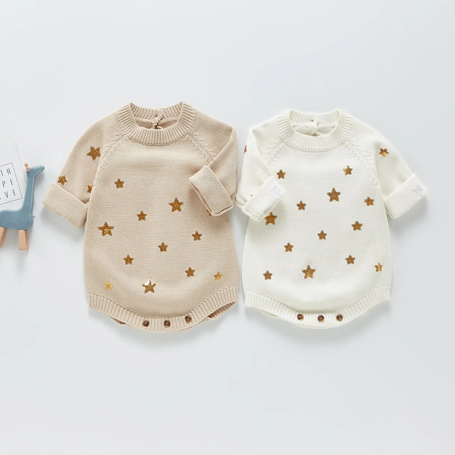 

Spring Summer New Girls Cotton Knitted Bodysuit Girl Clothes Kids Long Sleeve Clothing Baby Newborn O-neck Jumpsuit 0-3 Years