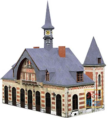 Европейский здание железнодорожной станции небольшие строительные 3D Бумага