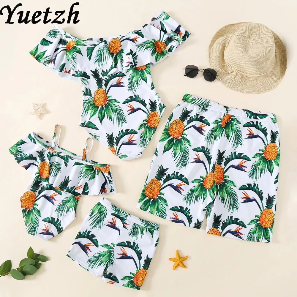 Купальник Цельный для женщин и девочек семейная одежда шорты штаны плавания