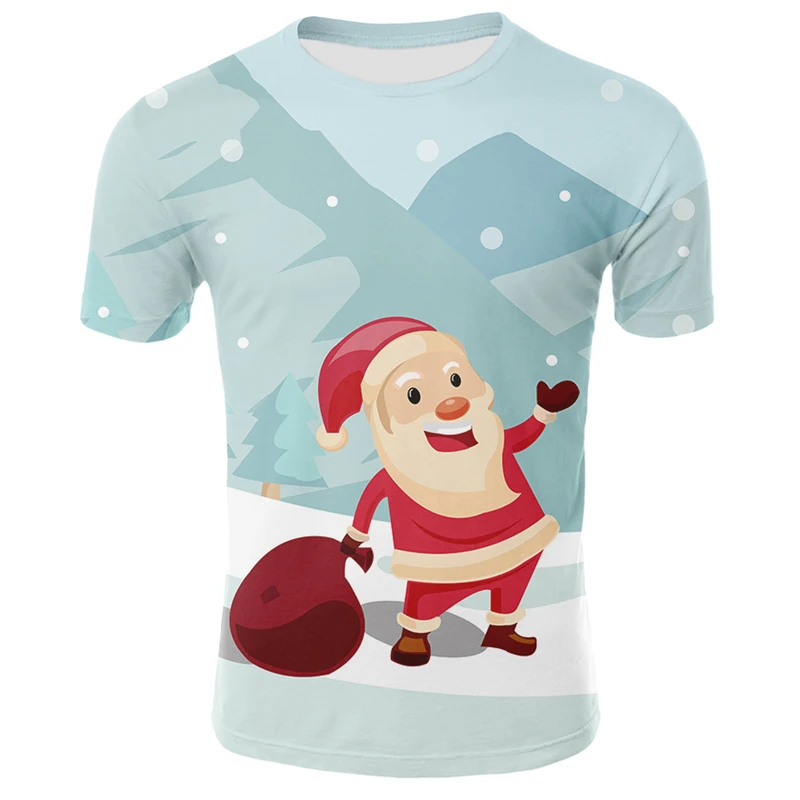 

Santa Claus 3d T-shirt women men casual short-sleeved tops funny streetwear clothing unisex Christmas T-shirts boys girls short-