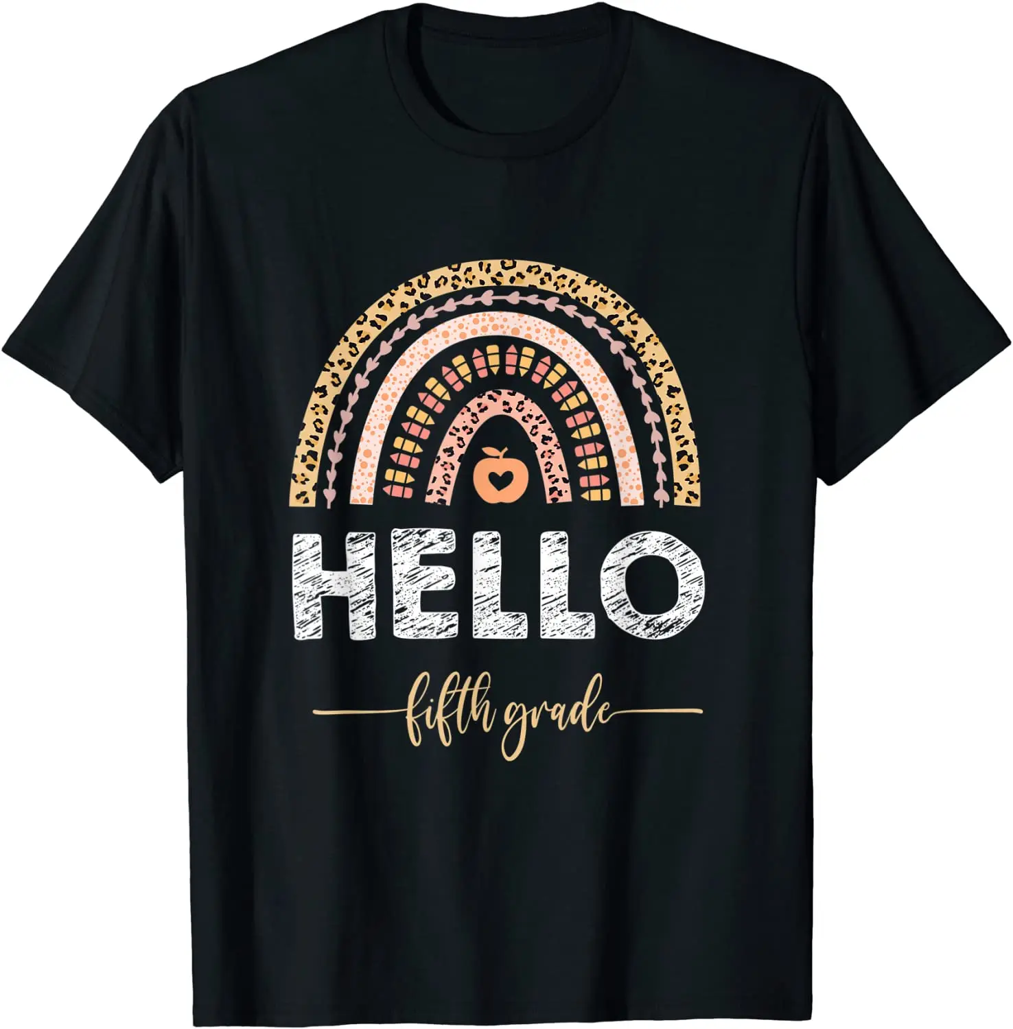 

Hello Fifth Grade Back To School 1st Day Leopard Teachers T-Shirt Men's T-shirt
