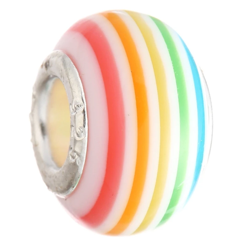 

J60E 50 Pcs Mix Color Large Hole Metal Beads Charms Spacer Beads for DIY Bracelets